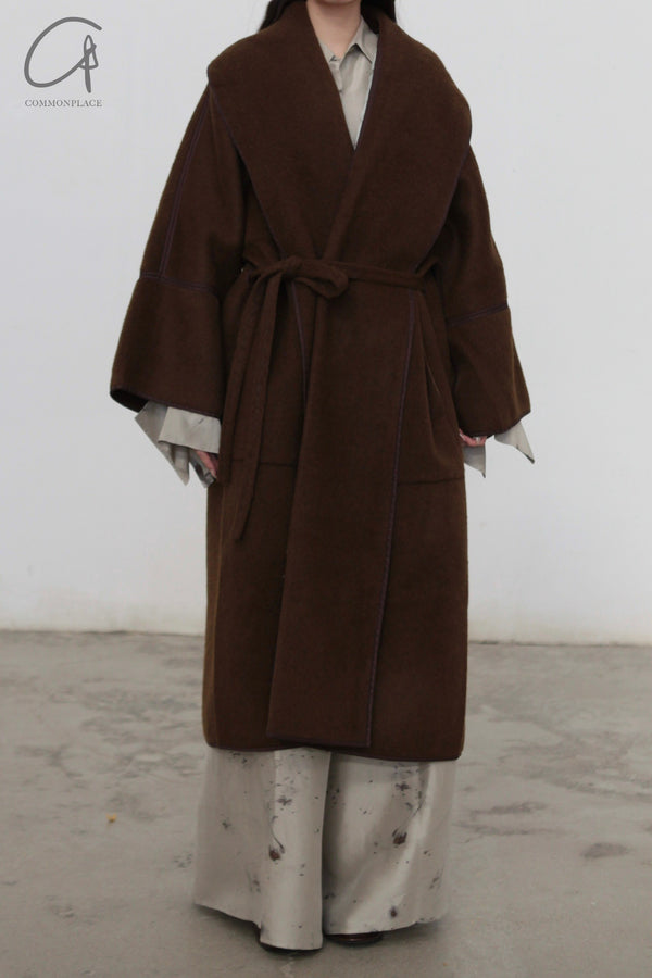Mutedance 24 Autumn and Winter Belted Wool Coat MD-MD24FW26-BROWN